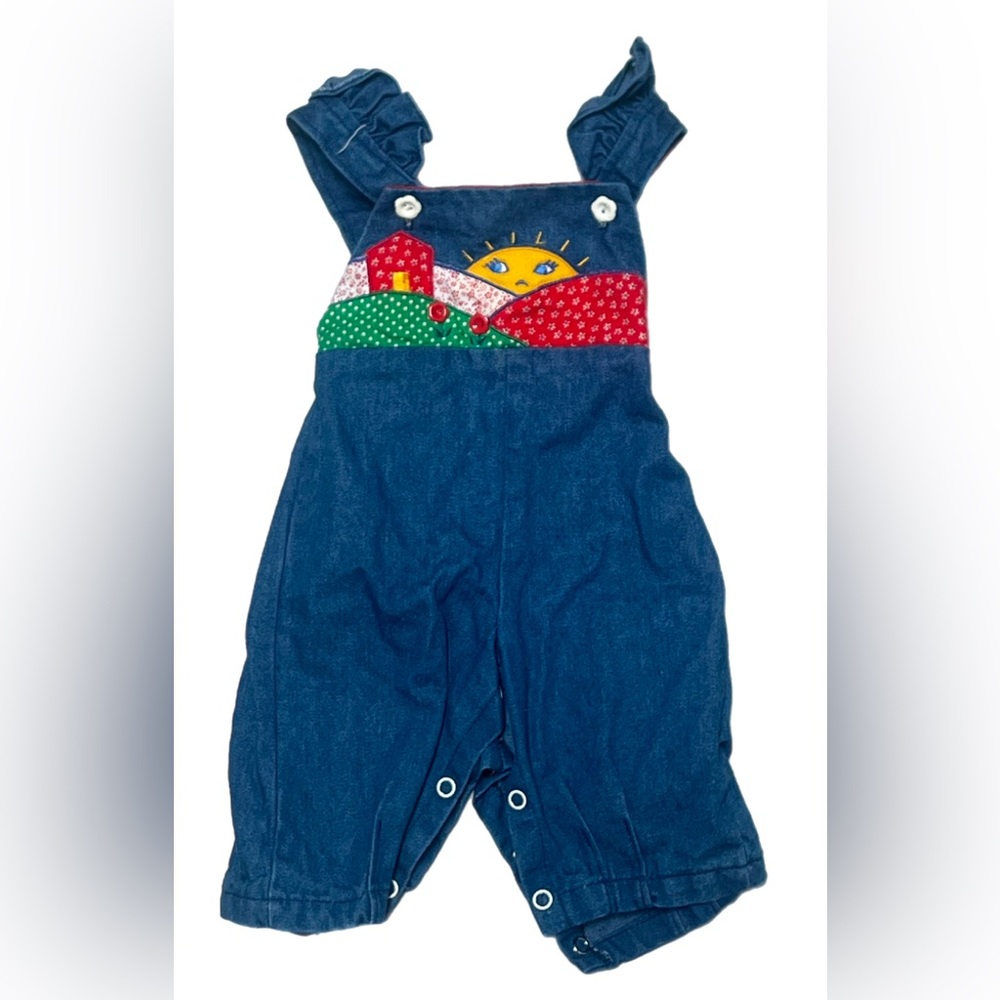 Vintage 1980s Sunrise Overalls with Button Accents